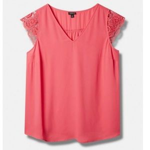 Georgette Lace Trim Sleeve Blouse